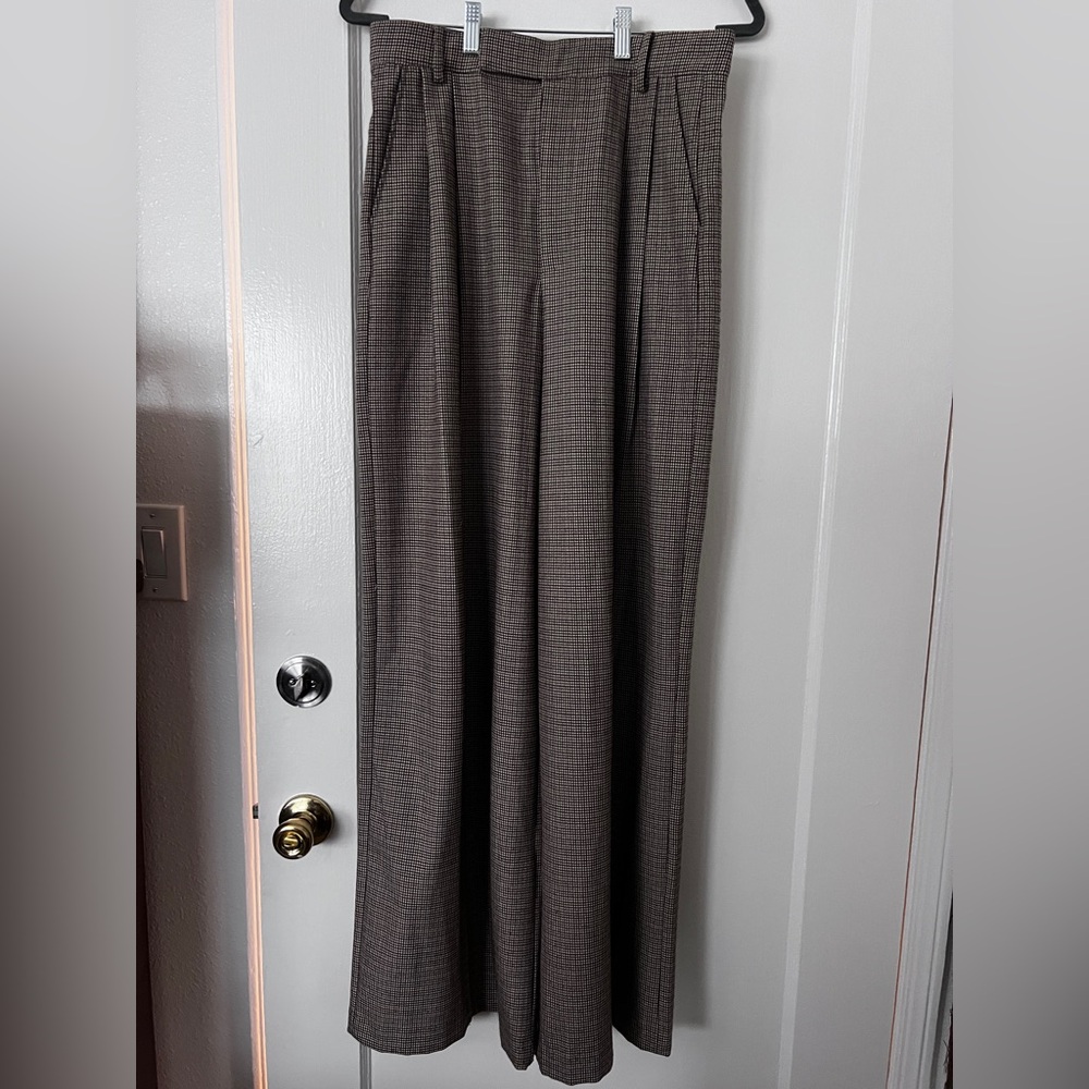 ASTR Women's Brown Wide-Leg Checkered Trousers